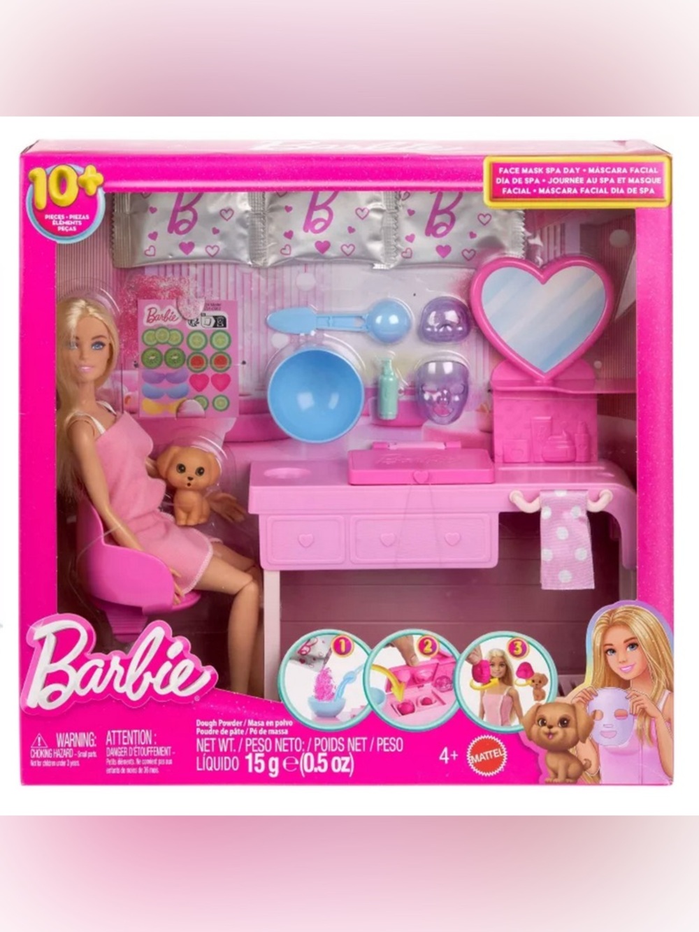 Barbie Pink Spa Desk Playset with Blue & Purple Accessories